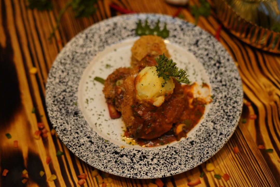 Czech beef sirloin in cream sauce with bread dumplings